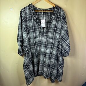 Free People Black and White Plaid Mini Dress